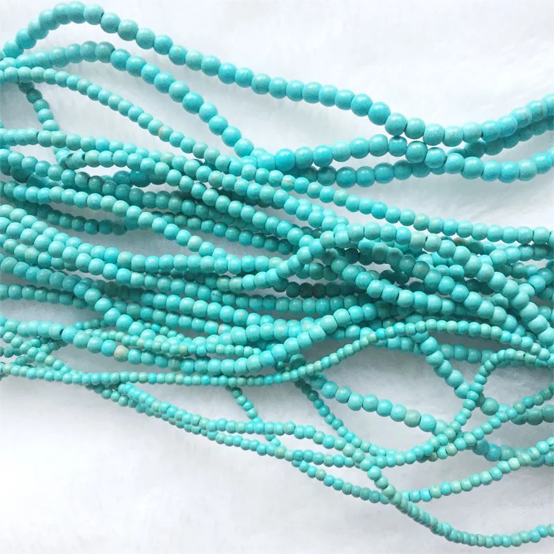 2/3/4/6MM Natural Stone Loose Round Shape Turquoise String Bead For Jewelry Making DIY Bracelet Necklace Accessories Small Size