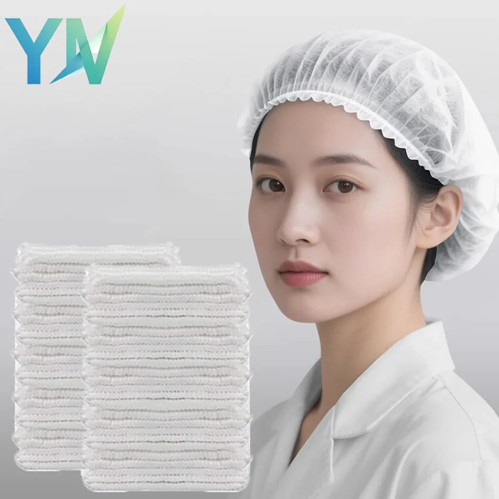 100-500pcs Chef Hat Disposable Elastic Adjustable for Food Processing Plant Bakery Deli Cafeteria Sanitary Working Head Cover