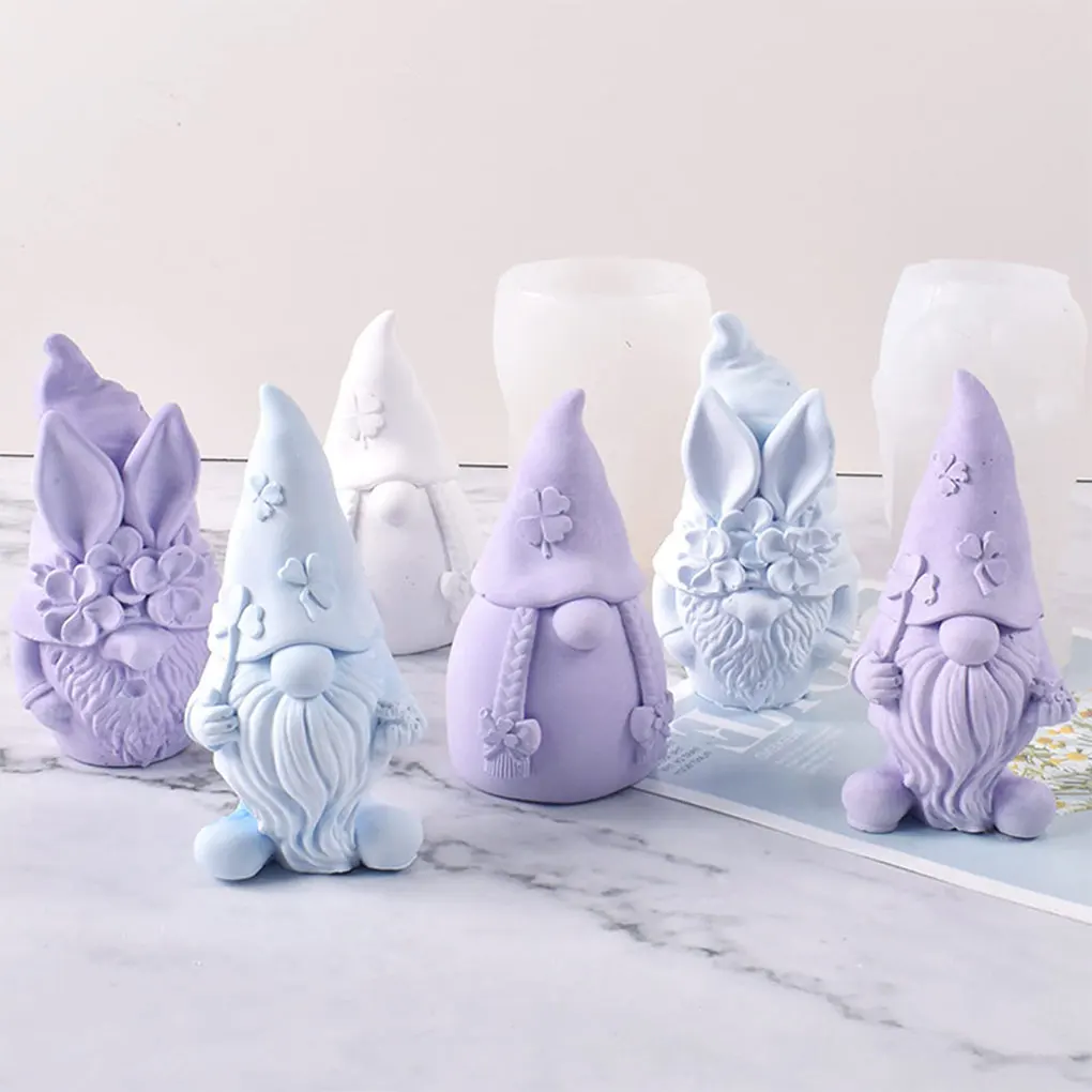 DIY Christmas Gnome Candle Crystal Epoxy Resin Mold Dwarf Chocolate Soap Plaster Ornaments Home Decoration Silicone Mould