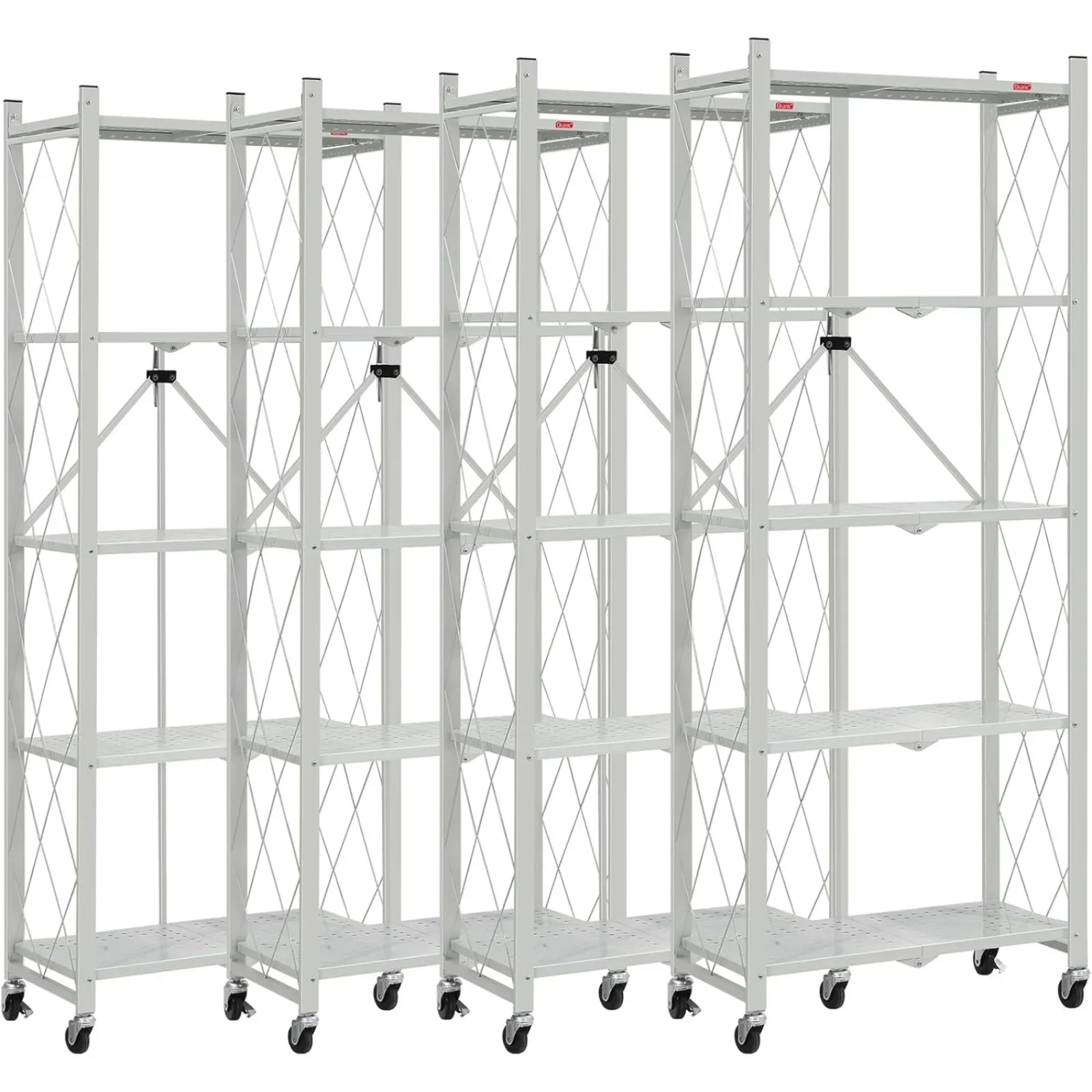 

US 5-Tier Folding Storage Shelves, Standing Shelf Units, Collapsible Organization Storage Rack Bookshelf 4 Pack,Grey