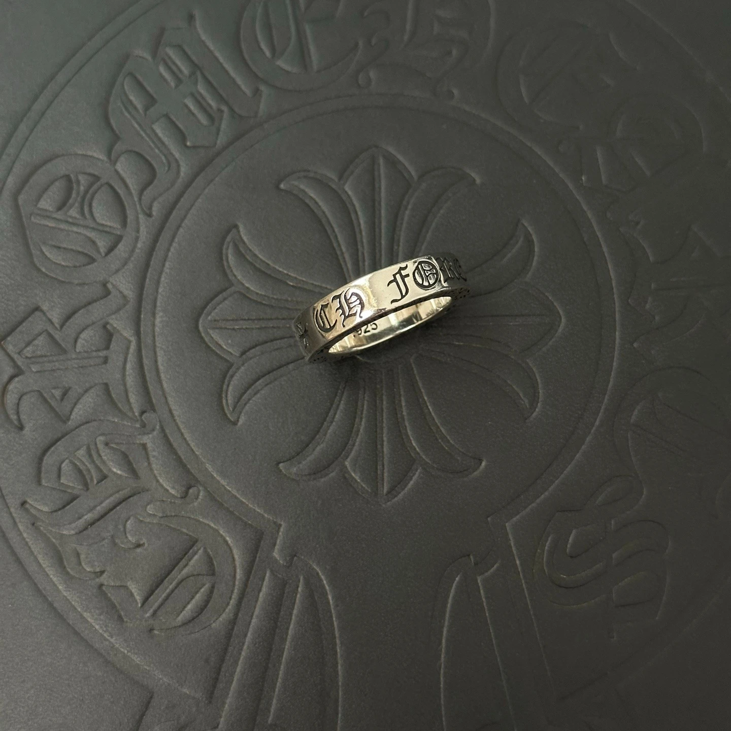 S925 Sterling Silver Charm Retro Old Fashion Light Luxury Letter Cross Couple CH Pair Ring