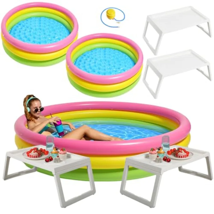 

5 Pcs Outdoor Movie Night Inflatable Swimming Pool 51in x 13in Colorful Blow up Pools with Foldable Portable Serving