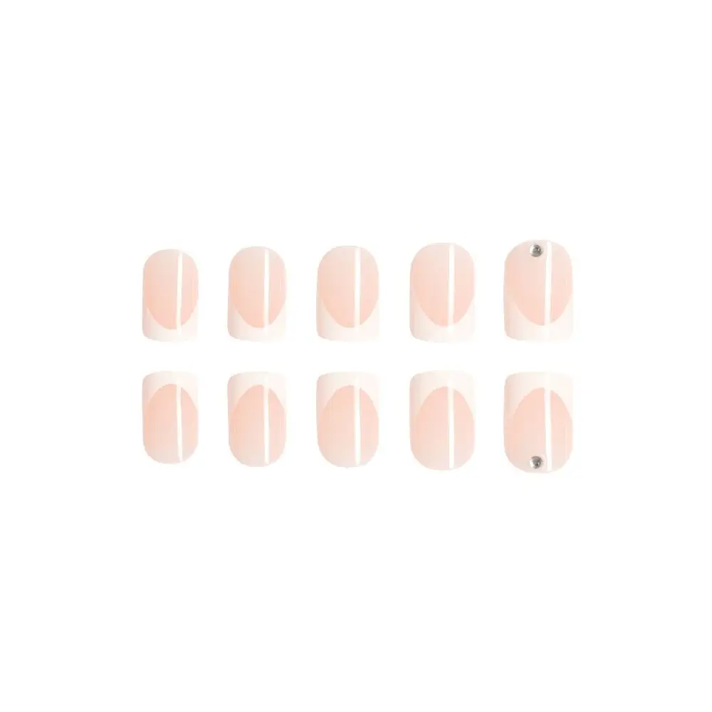 Fashion Long Square False Nails Simple French Fake Nials White Edge Flowers Press on Nails Women Girls