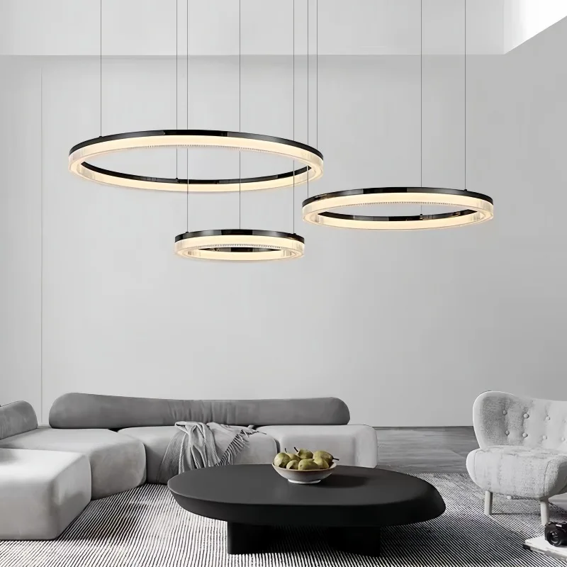 

Italian minimalist living room, modern simple atmosphere, duplex building, Nordic light luxury chandelier