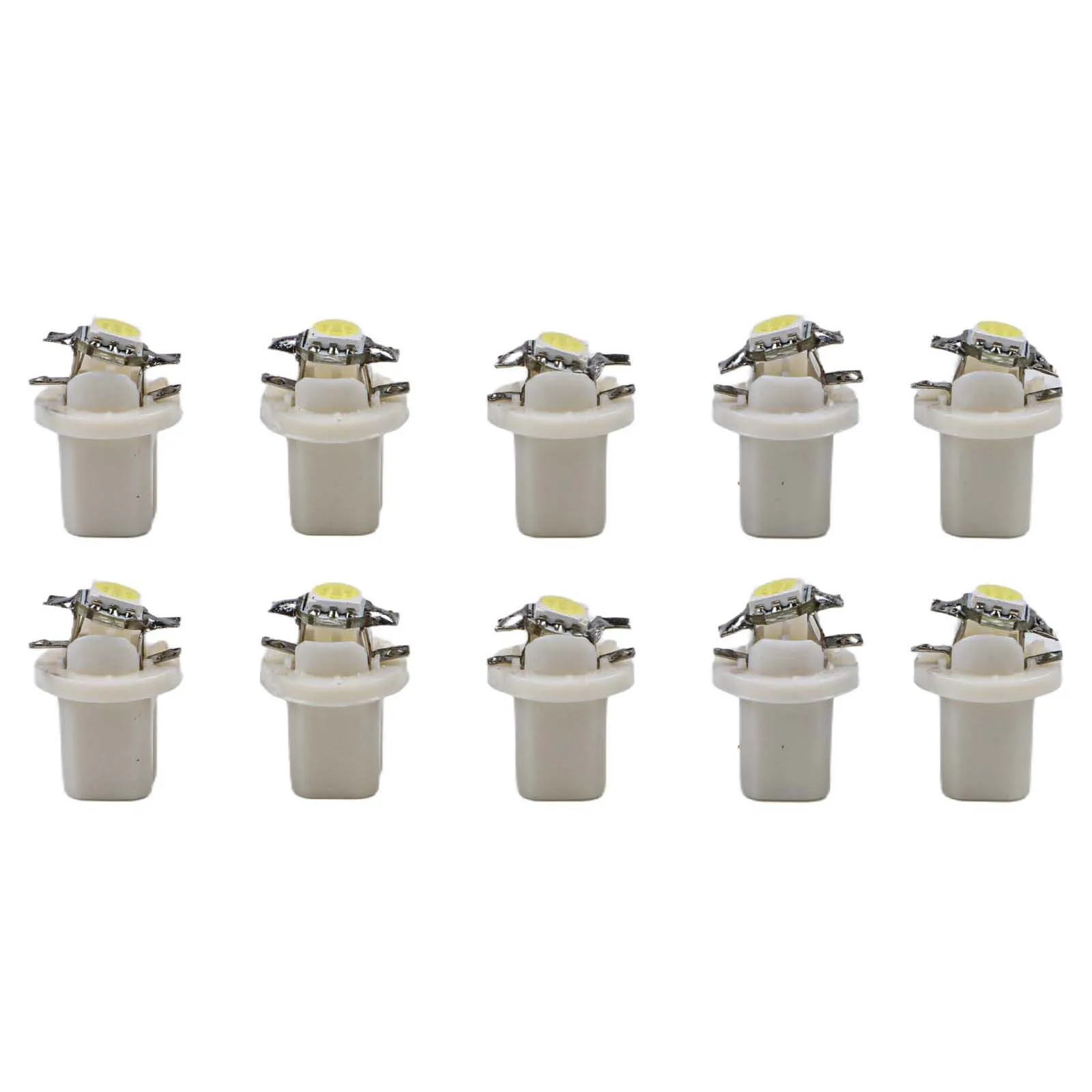 10Pcs T5 B8.5D 5050 LED Car Cob Dash Board Bulb B8.4D Instrument Panel DC 12V Indicator Lamp Light Vehicle White 15.5mm