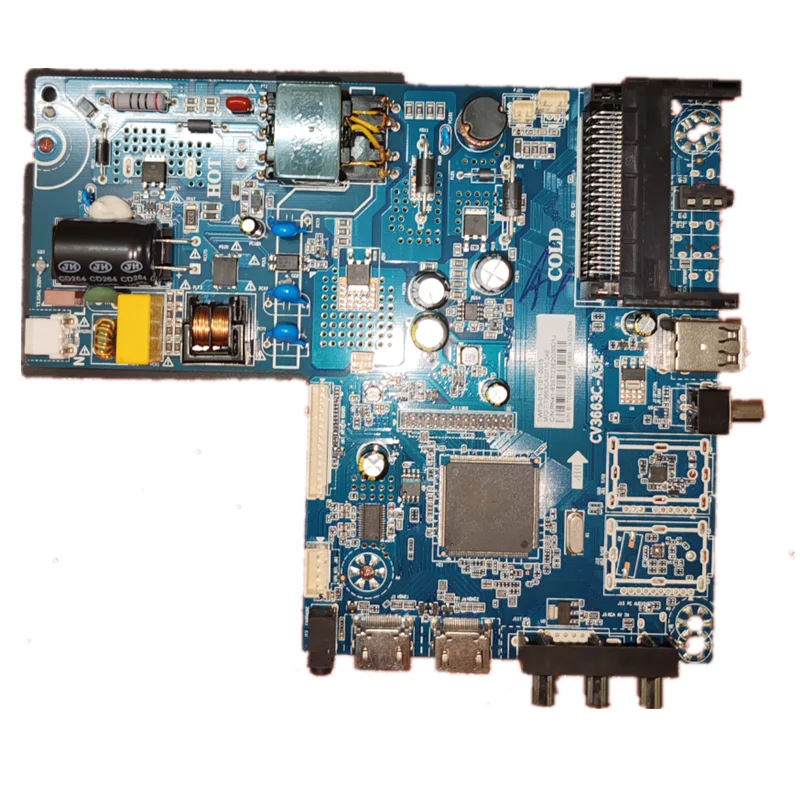 Três em 1 TV Motherboard, CV3663C-A32, Fotografia Física, 74-82V, 300ma, 1366x768, testado