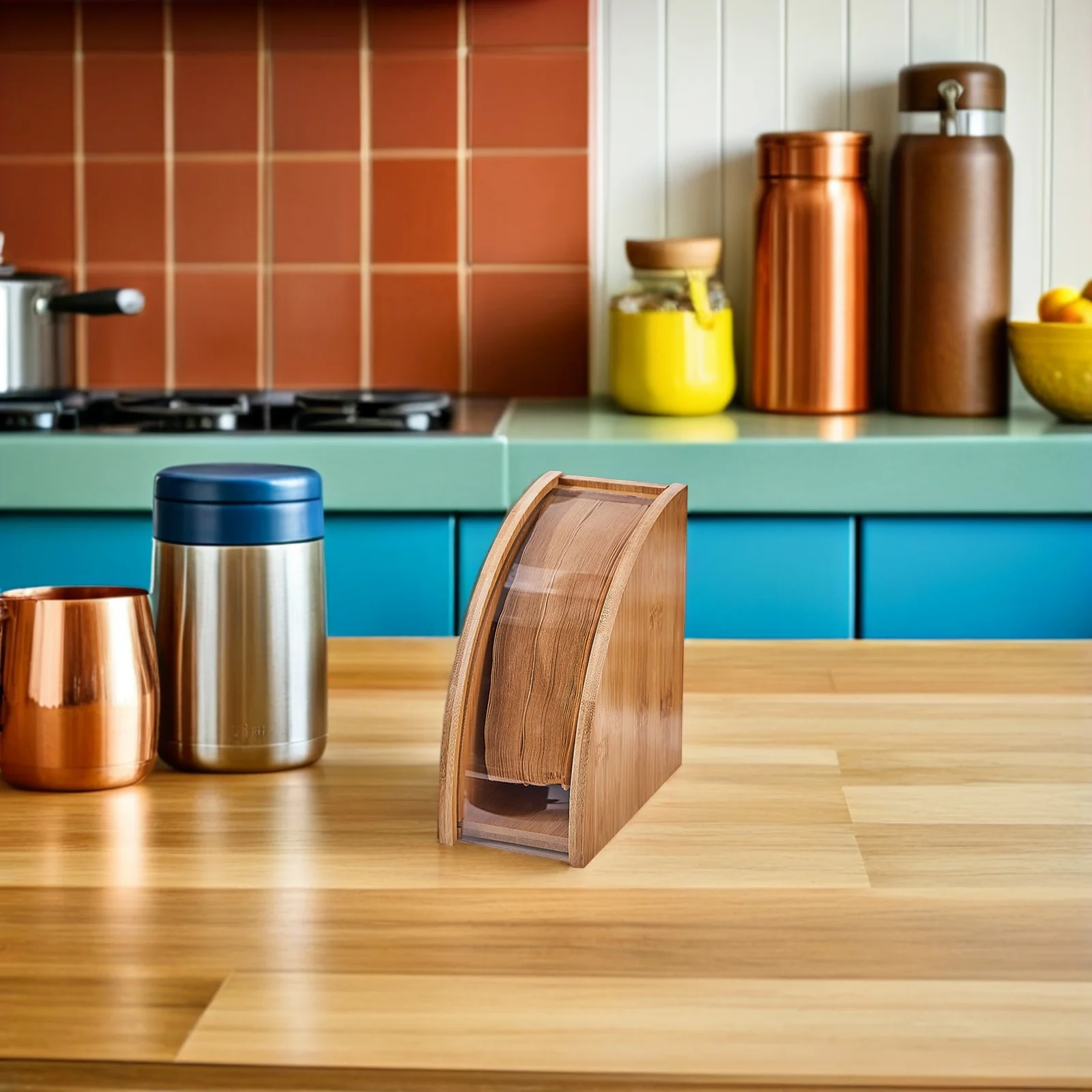 

Elegant Coffee Filter Paper Rack Fan Shaped Wooden Texture Storage Holder for Countertop Space Saving Filter Organizer