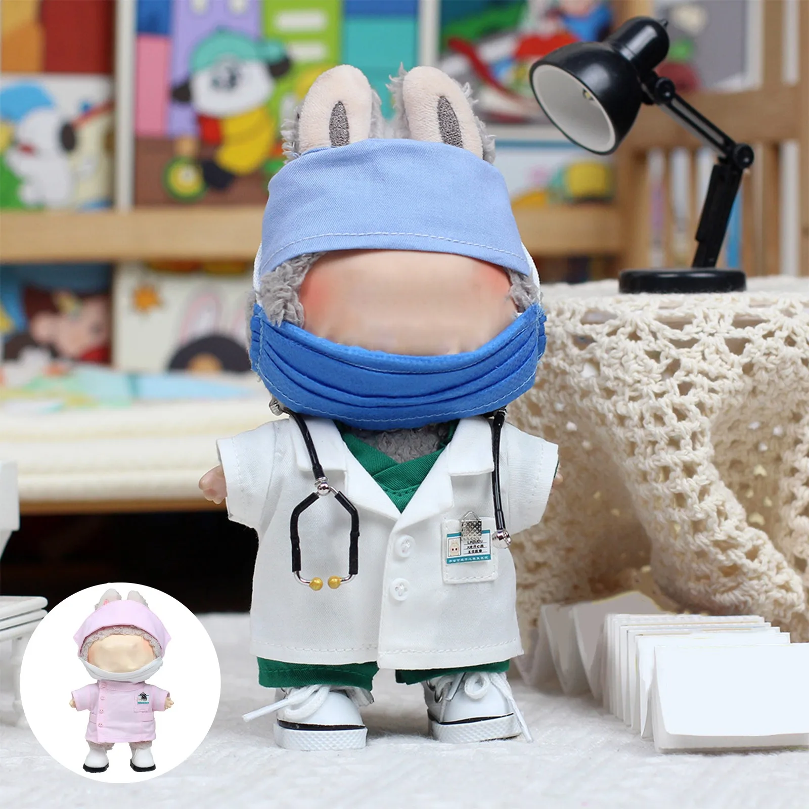 

Кукольная одежда 17 см Labubu, косплей, докторская форма для Labubu, нарядная униформа медсестры, костюм на Хэллоуин, аксессуары для кукол