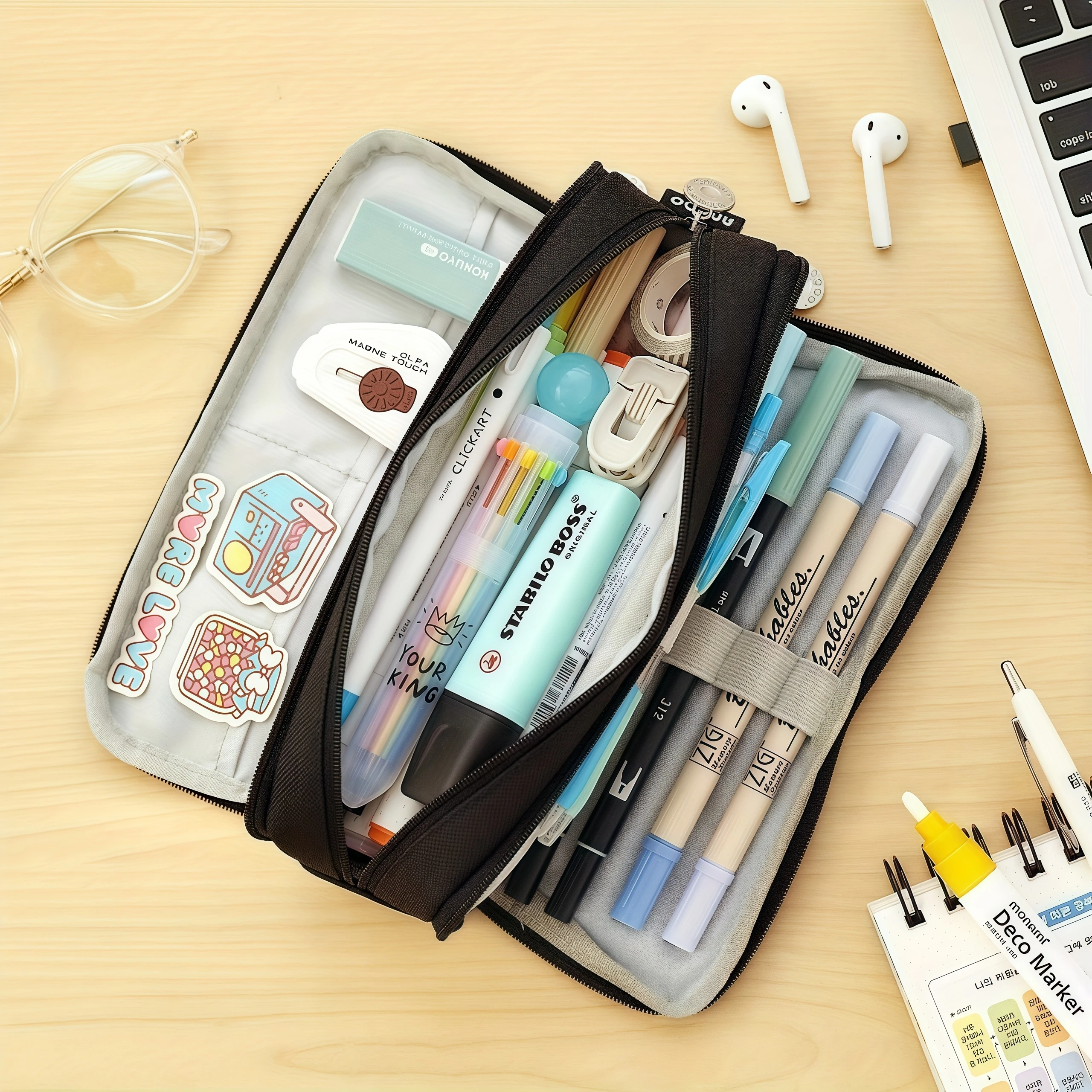 Large-capacity pen case, portable pen case, spacious storage space durable and beautiful, a necessity for students and offices image 6