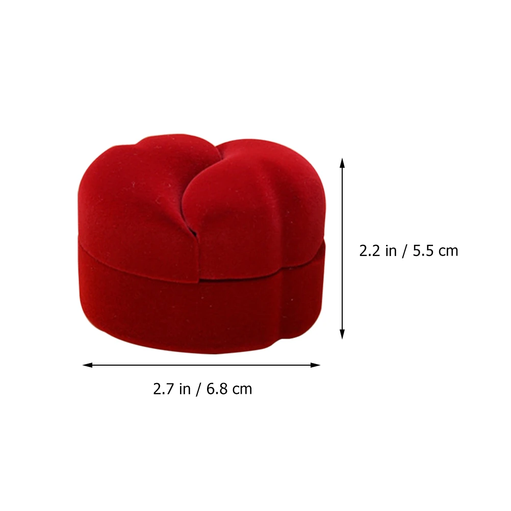 

2 шт., коробки для колец в форме сердца, чехлы для хранения свадебных украшений, флокированный органайзер, держатель, подарочная упаковка, чехол для пар, День Святого Валентина