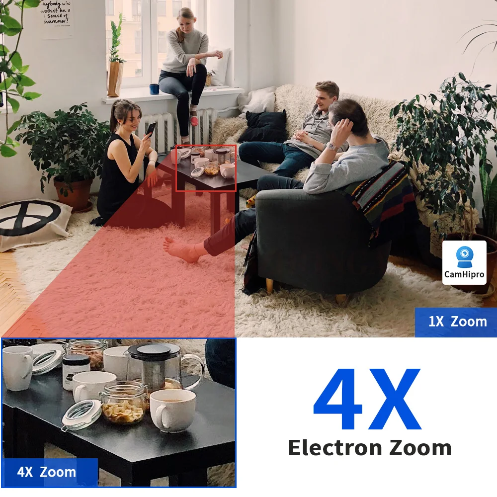 ASZHONGA 2MP เครื่องบันทึกภาพกล้องวงจรปิดกล้อง Wireless WIFI 4X ซูมในร่ม PTZ 1080P HD กล้องวงจรปิดโดม ONVIF เข้ากันได้กับ Cam Motion ติดตาม CamHi