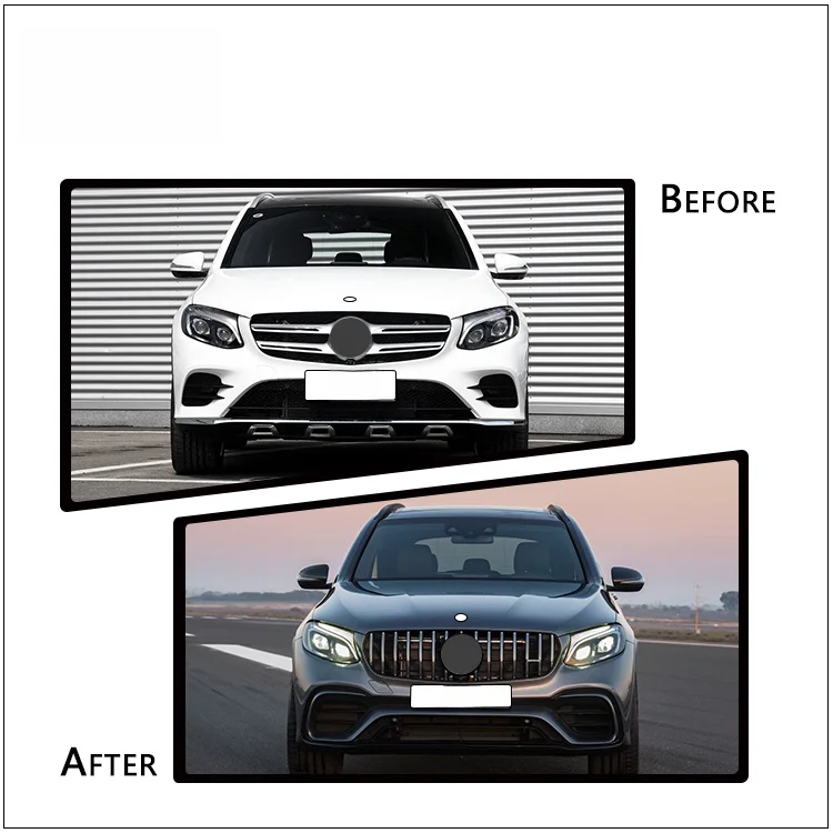 Upgrade to AMG63 Bumpers Grille Exhaust Pipe bodykit For Mercedes-Benz GLC X253(16-19)