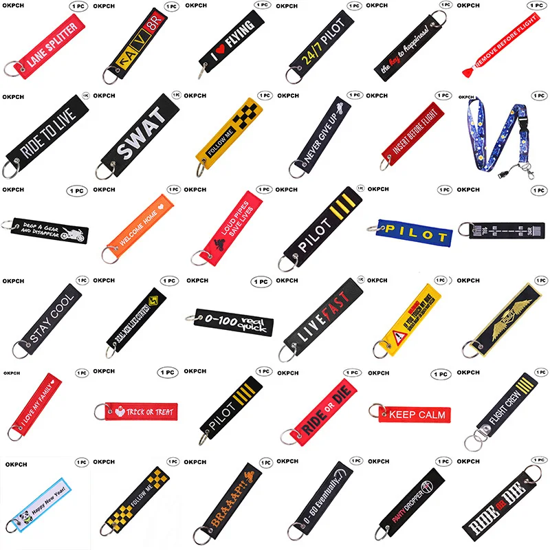 1 PC Łańcuch brelok do kluczy Łańcuch kluczy Bijoux Breloki do motocykli i samochodów Czarny brelok do kluczy Haftowane breloki do kluczy