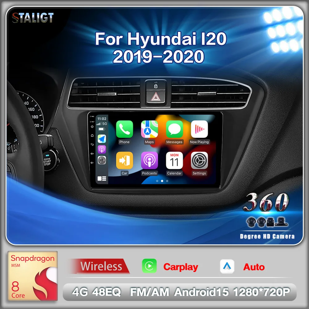 

2Din Android Car Stereo Android Auto Wireless For Hyundai I20 2019-2020 Car Radio Player Multimedia Automotive 8 Core FM Video