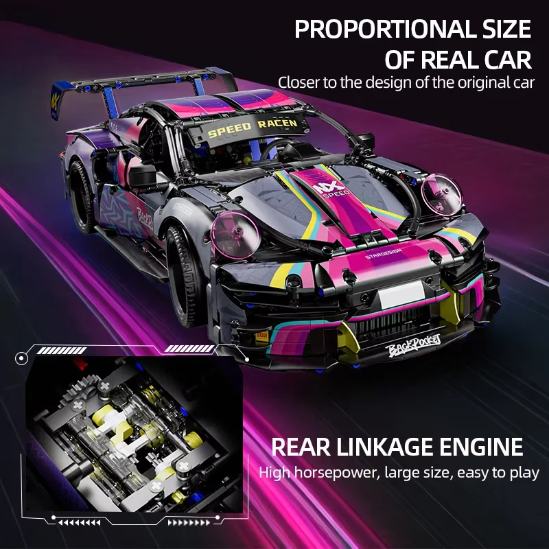 جديد 1611 قطعة 911RS سيارة رياضية اللبنات لعبة الصبي أو الكبار أطقم 1:10 MOC بناء مجموعة سباق نموذج سيارة سيارات لصبي لعبة هدية #6