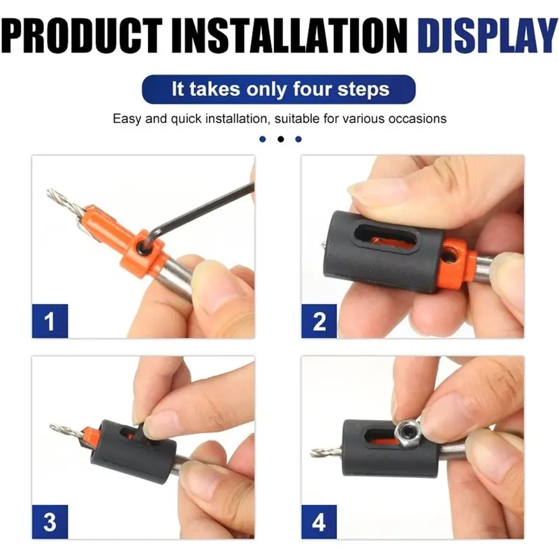 ABUG-Countersink Drill Bit Limit Drilling Depth Woodworking 5PCS Set 10Mm Shank Screw Extractor Demolition Wood Drilling