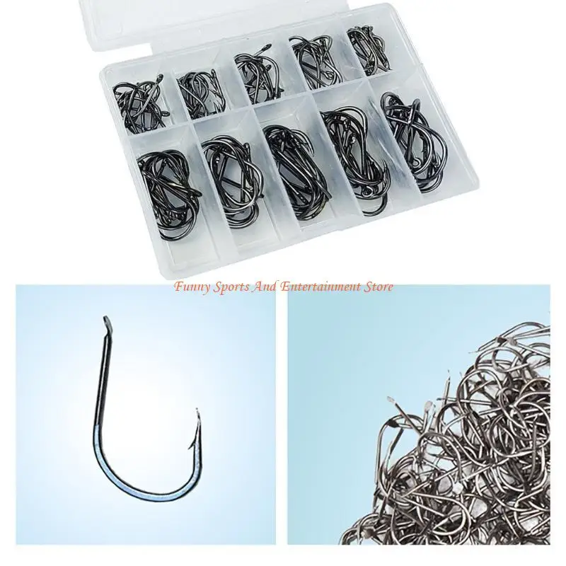 C4DE 500 قطعة خطاف الصيد من الفولاذ الكربوني مع صندوق مقصورة دوائر الكارب هوك صيد سمك الشبوط ملحقات صيد الأسماك