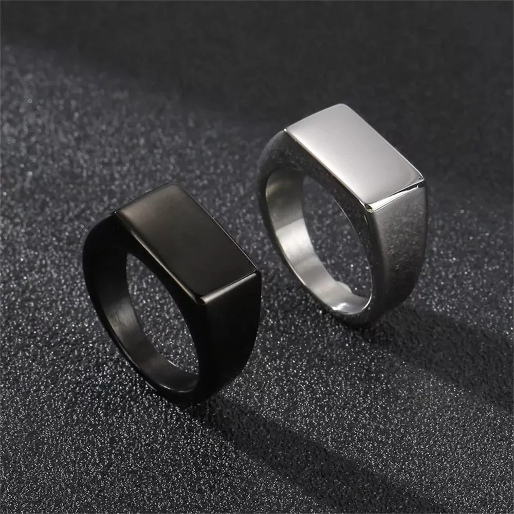حلقات لامعة بسيطة مع ديكور مستطيل ، سبيكة ، أكسسوارات رجالية ، مجوهرات رائعة ، 1 * #1