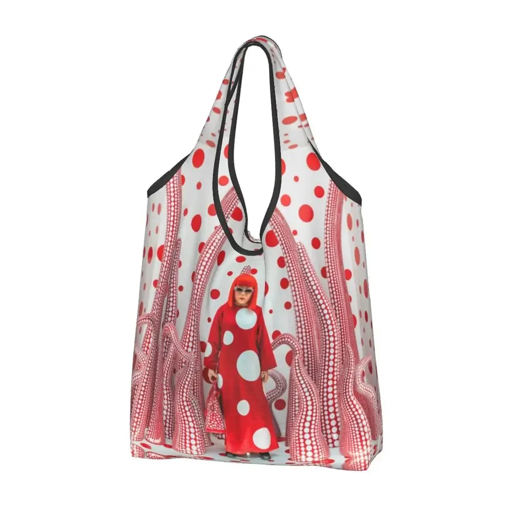 

2025 New Style Custom Yayoi Kusama Abstract Painting Grocery Shopping Bag Fashion Shopper Shoulder Tote Bag Big Capacity Portabl