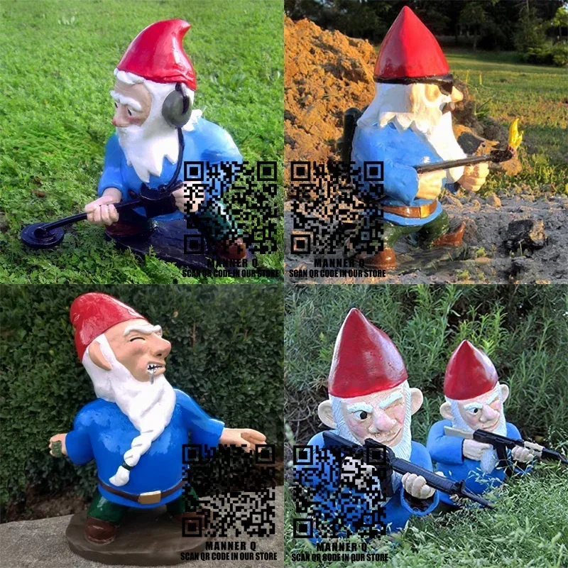 Gnome Combat Troops Statue Dwarf Cannon Ornament Fun Garden Lawn Decoration Elf Statue DIY Home Office Desk Decoration Gifts