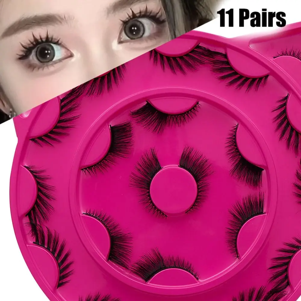 11 pares de cílios postiços fofos e macios de vison falso, leves, longos e grossos, raposa, tira artesanal, extensão de cílios