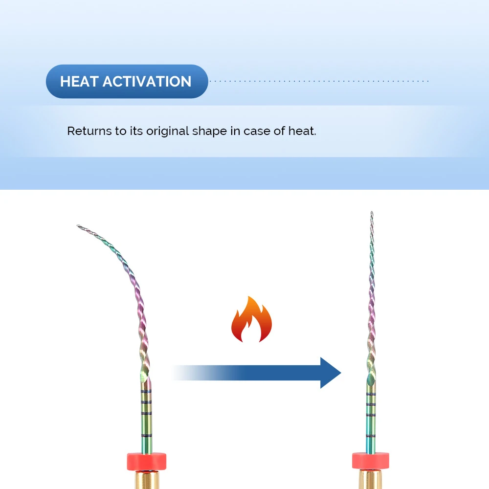 6 sztuk/pudło dentystycznych obrotowych pilników tęczowych M3 akcesoria do aktywacji termicznej endodontyczne do plików kanałowych czyszczących do