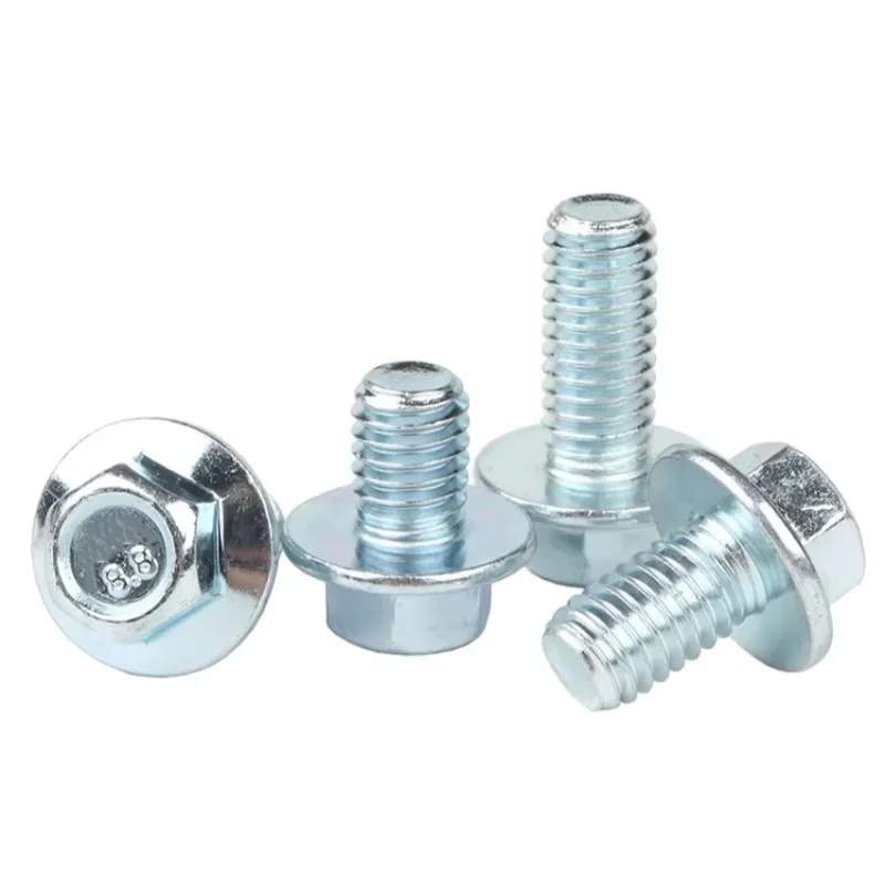 Grade 8.8 Galvanized Hexagonal Flange Bolts Flange Screws M5 M6 M8 M10 M12 Hexagonal Belt Pad Full Thread/Partial Thread