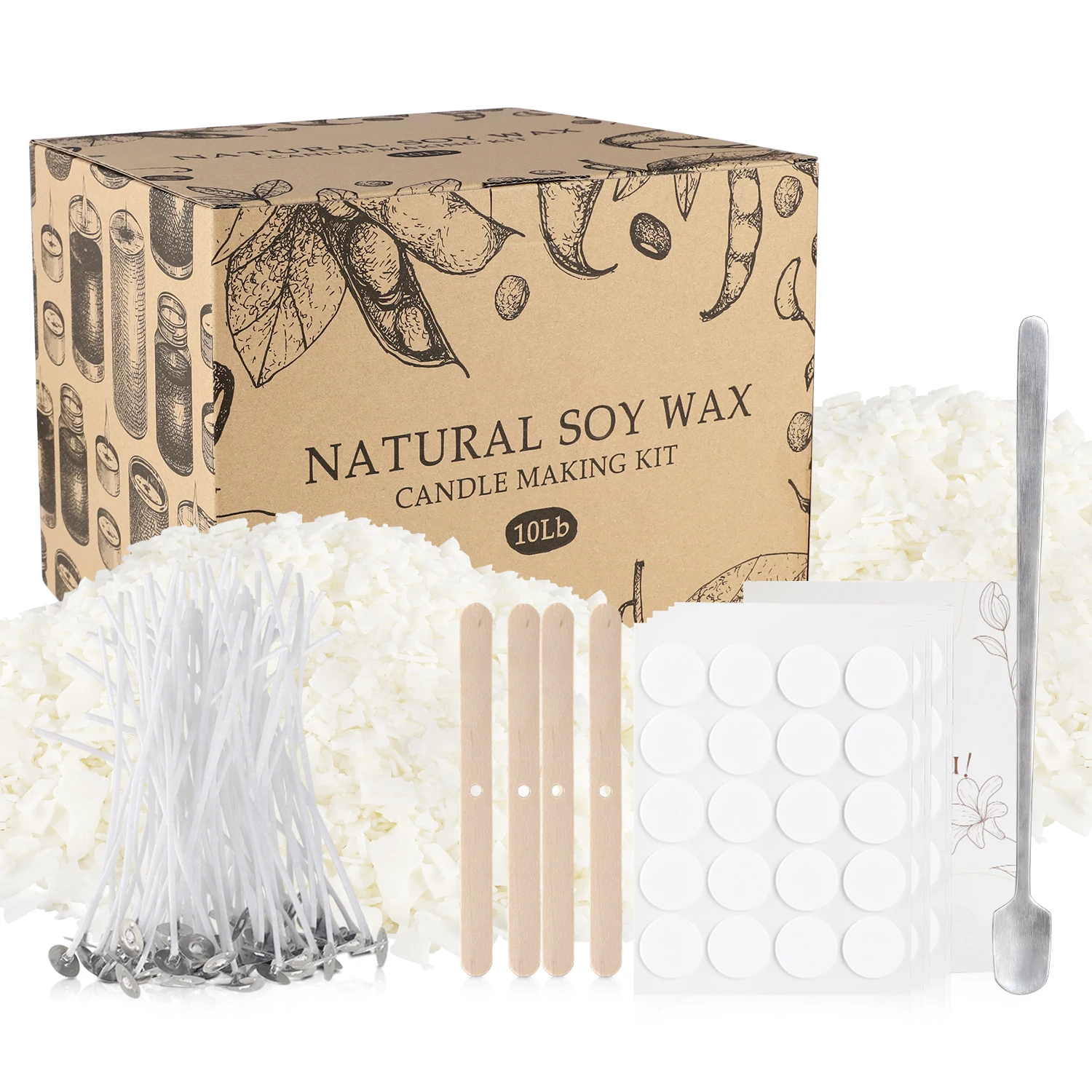 

10LB soy wax DIY handmade raw material, high quality natural soy wax wax, with cotton core, mild and non-irritating flavor.