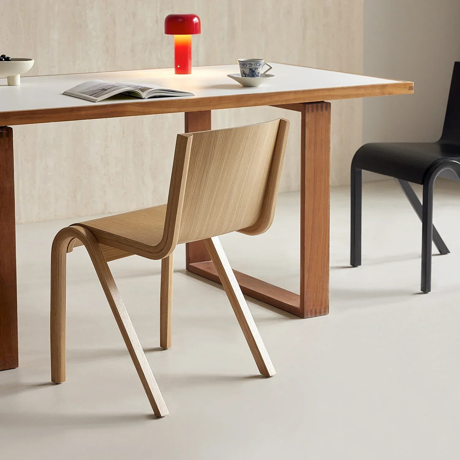 バックチェア北欧無垢材ダイニングチェアホームデザイナーワビレトロ寝室デスクチェア