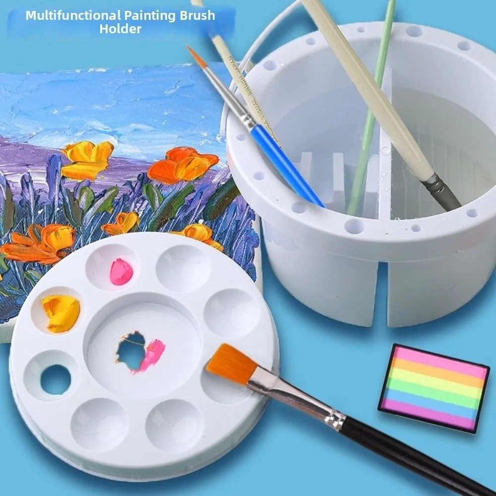 Multifunctional Brush Washer Bucket Handheld Portable Paint Brush Washer Easy To Clean with Palette Lid Brushes Tray Basin