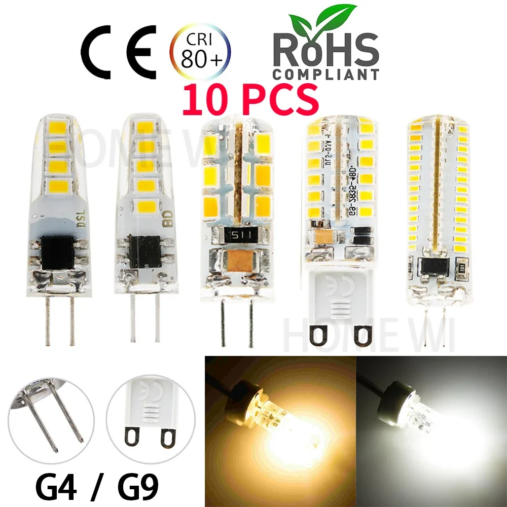 

10PCS G4 Led Bulb 2W 3W 5W 6W 7W 9W AC 220V 3014SMD 2835SMD Silicone Lamp Warm White/White l 360 Degree Angle LED Light