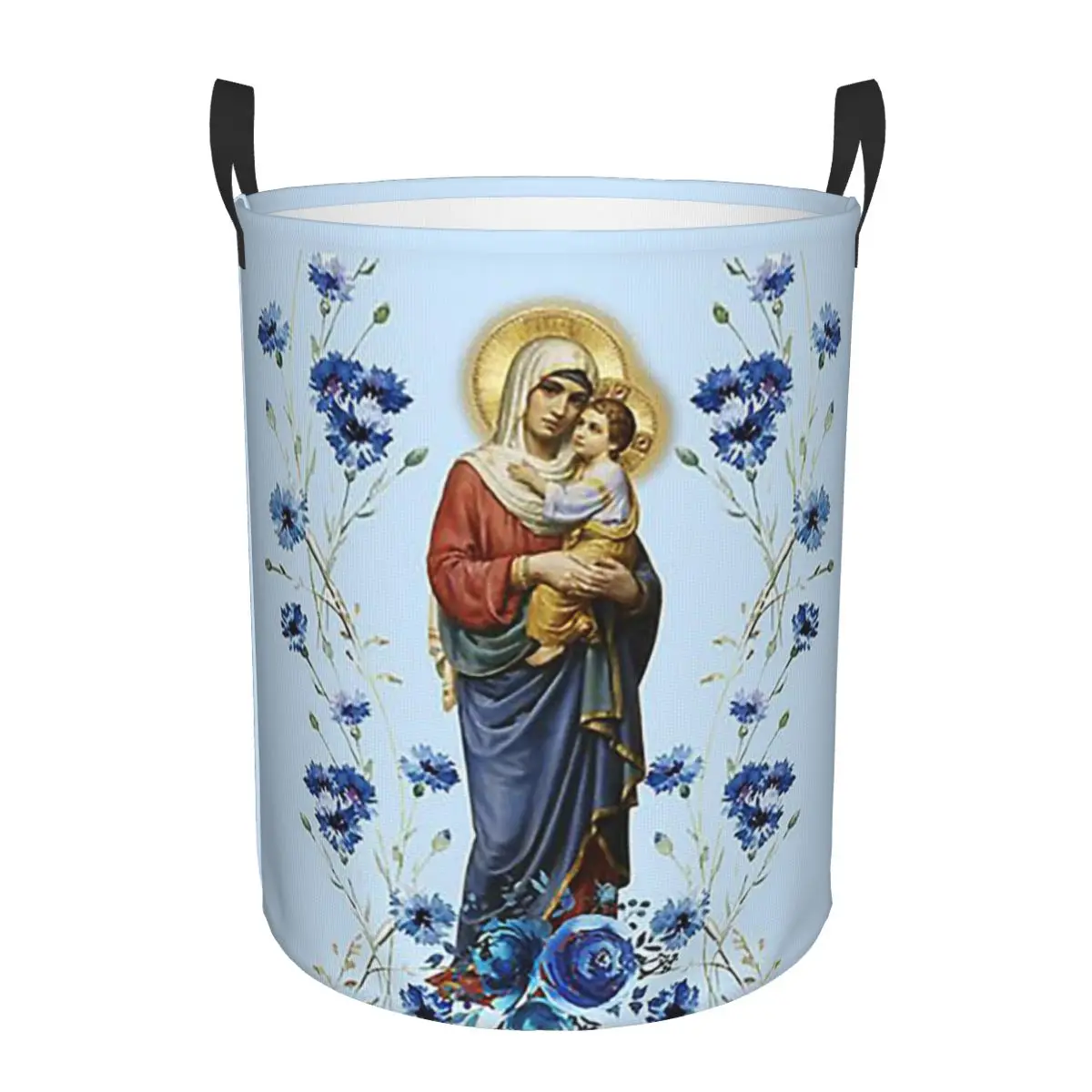 Catholicism Saints Jesus Mary Folding Laundry Baskets Dirty Clothes Home Organizer Large Waterproof Hamper For Home Kids