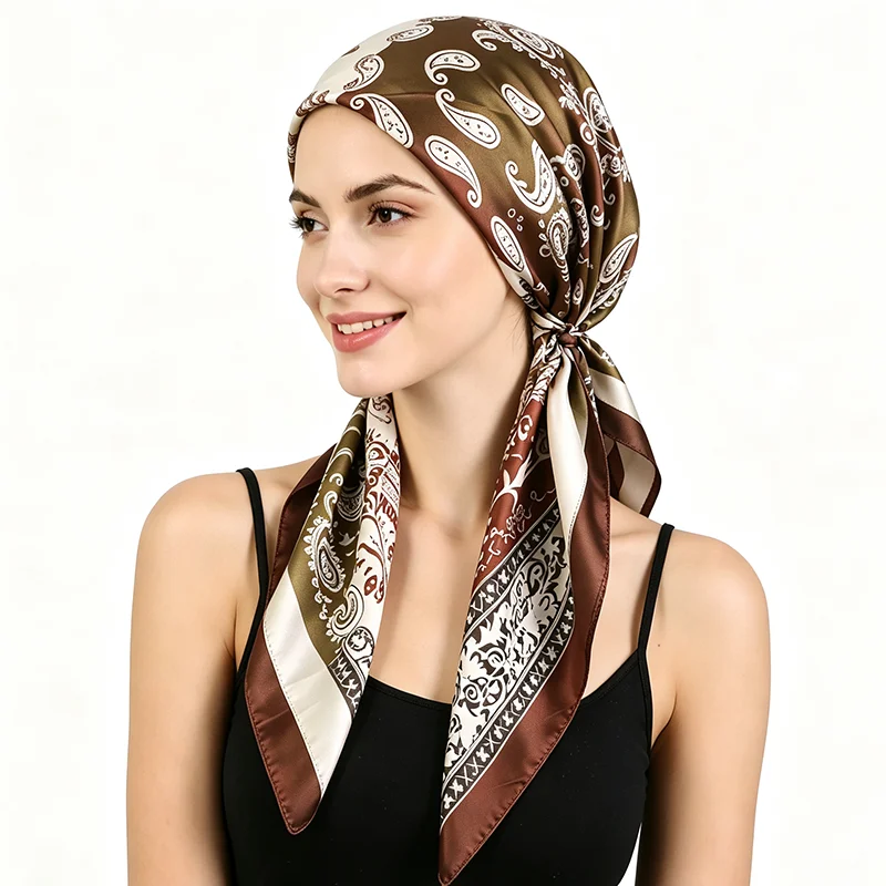 Neuer Damen-Doppelschicht-Paisley-Satin-Instant-Hijab-Schal-Turban, muslimische Kopfbedeckung für Frauen, Chemotherapie-Mütze, Haarausfall-Abdeckung, Kopfwickel, Banda – Detail 14