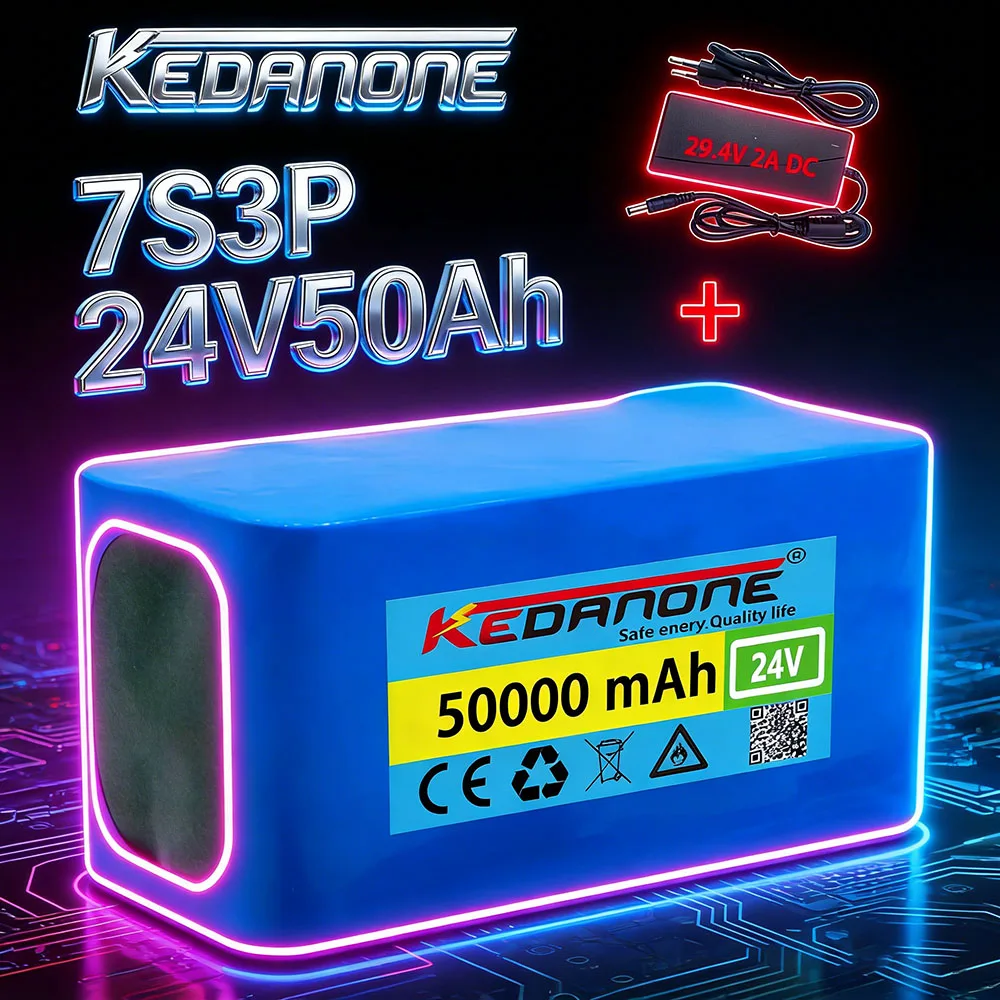

High capacity 7S3P 24V 50Ah Lithium Battery for Wheelchairs 21700 5000mAh Rechargeable Pack with 29.4V 2A Fast Charger