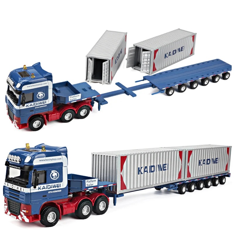 1/50 Diecast Urban Container Transport Car Model Alloy Metal Engineering Transport Truck Vehicle Semi Trailer Car Model Kids Toy