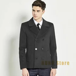 Short Wool Coat Men's Suit Coat Fashion Retro Casual Black Men's Coat Tide Men Short Coat Slim Design Winter Double-breasted
