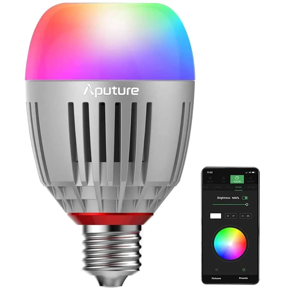 

Aputure Accent B7C 7W 2000-10000K CRI 95 TLCI 96 RGBWW LED Smart Bulb Photography lighting Video Lights with App Control