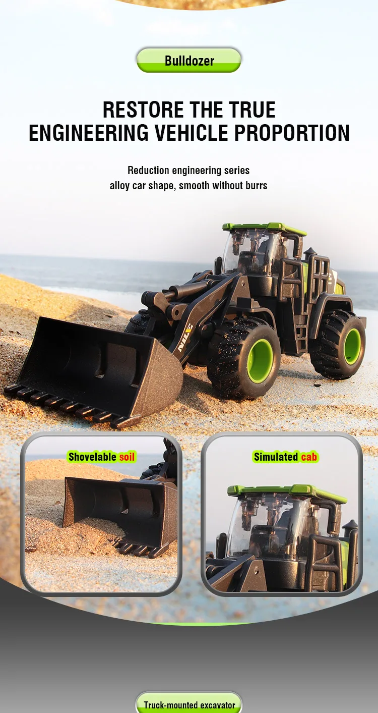 1/50 Diecast Engineering Fahrzeug Bagger Bulldozer Auto Modell Simulation Legierung Kopf Dumper Lkw Kran Tanker Spielzeug für Kinder Jungen – Detail 7