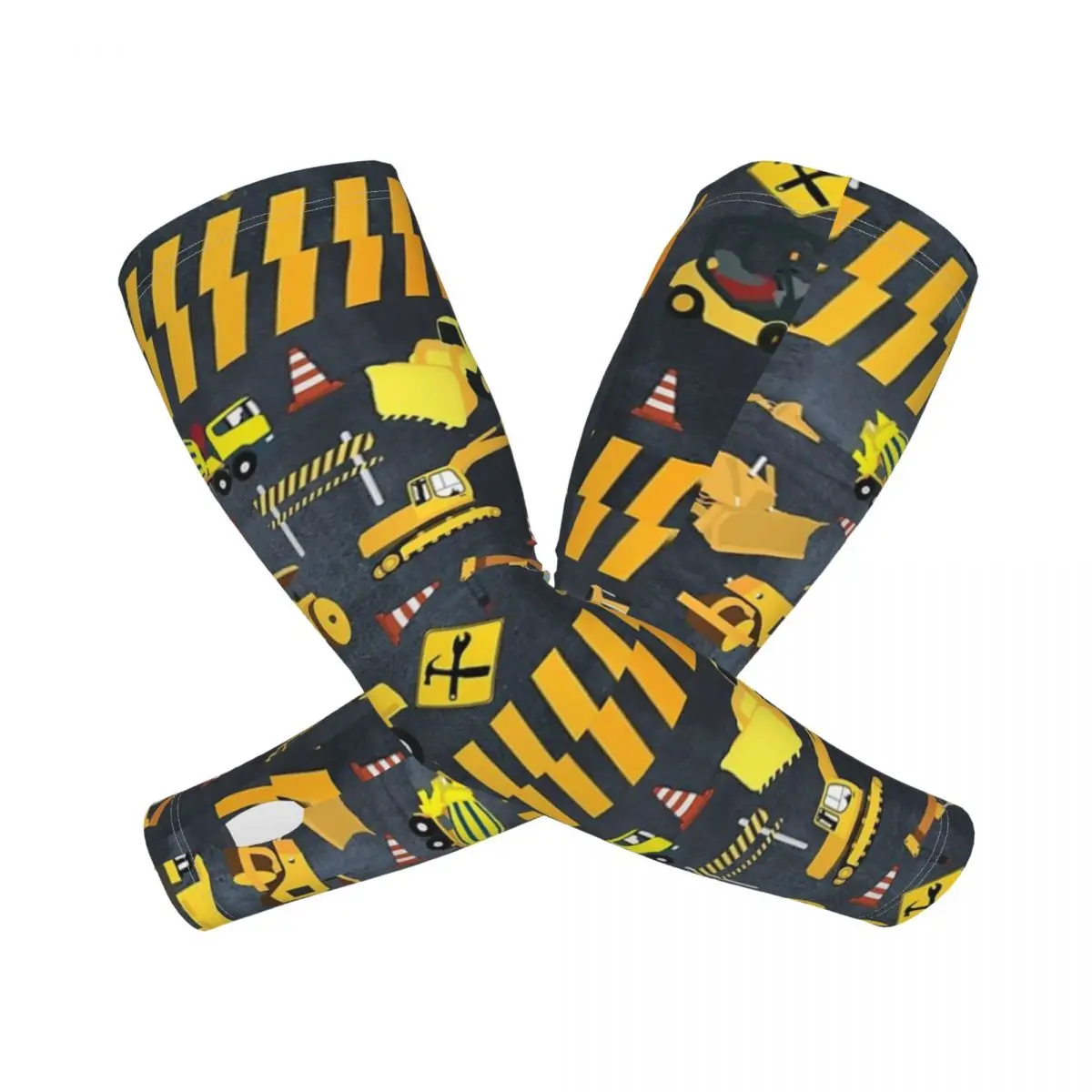 Construction Trucks Heavy Machinery Kids Boy Outdoor Arm Sleeves Sun UV Protection Cover Summer Ice Silk Cycling Tattoo Sleeves