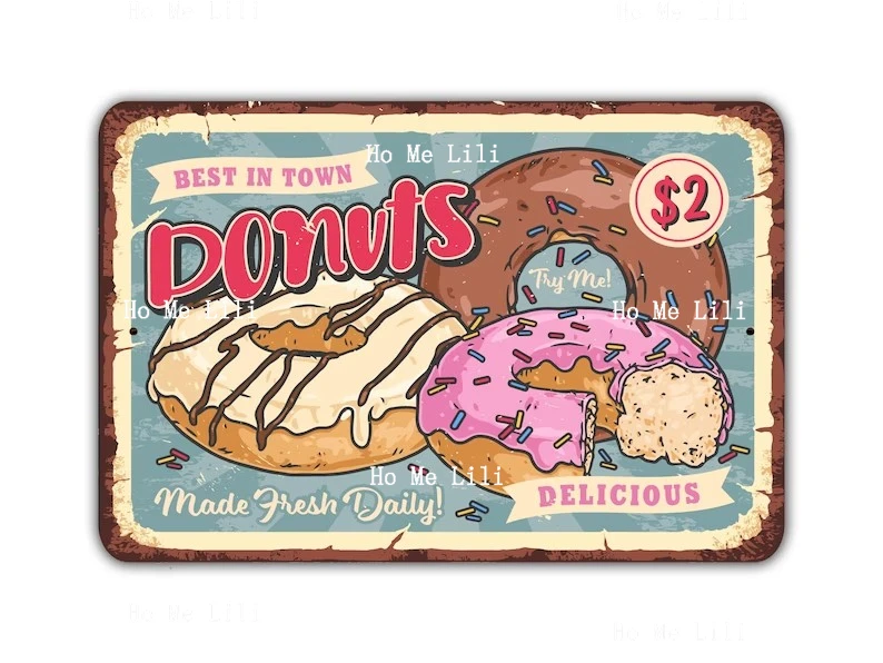 Restaurant Donuts Ice Cream Milkshakes And Fun Wall Decorations For Cupcake Lovers Retro Metal Signs