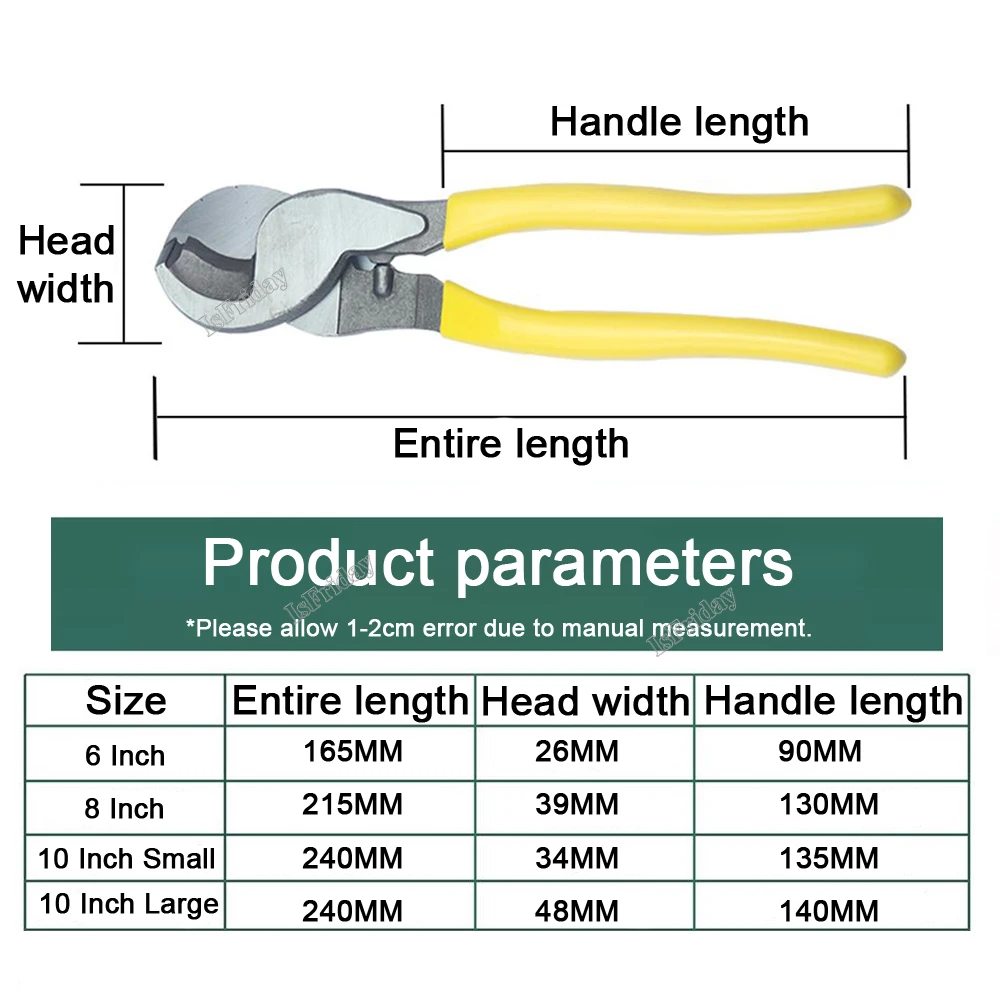 Insulated Cable Cutter Wire Stripper Electrician Shears Pliers Scissors Cutting Tools Manual 6/7/8/10 Inch Stranding Pliers