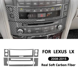 For Lexus LX 2008-2015 Carbon Fiber Auto Central Console Radio Air Conditioning Control Panel Frame Decoration Interior Sticker