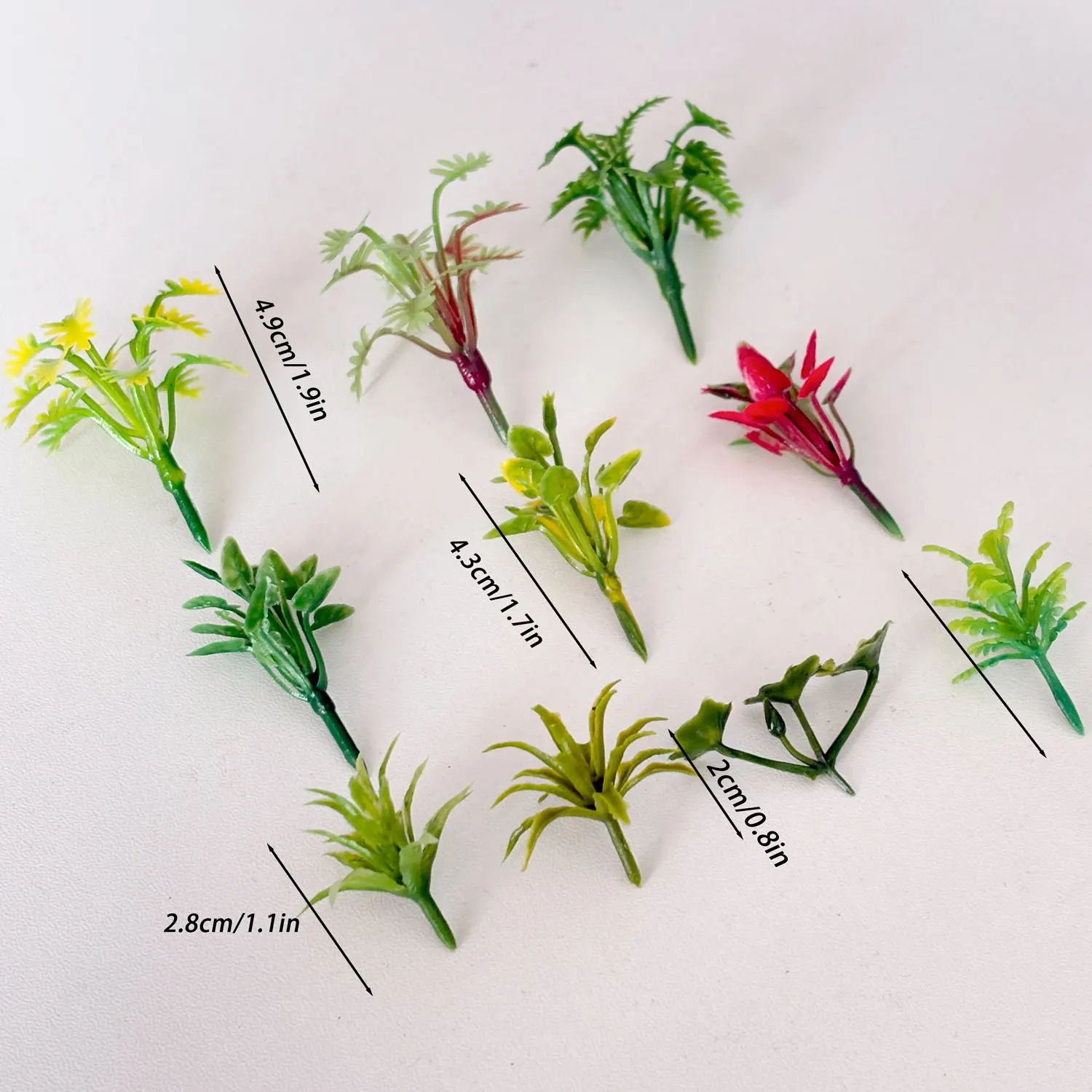 50Pcs Mixed Color Model Plants, Miniature Plants Rainforest Diorama Supplies Mini Fake Tree Plastic Jungle Trees for Diorama Gar