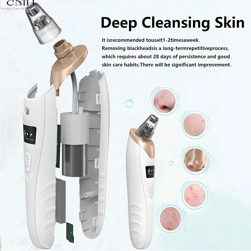 CMH 黒ずみ除去真空毛穴クリーナー マルチ吸引ヘッド 調整可能な吸引 USB 充電式ディープクレンジングスキンツール ギフト