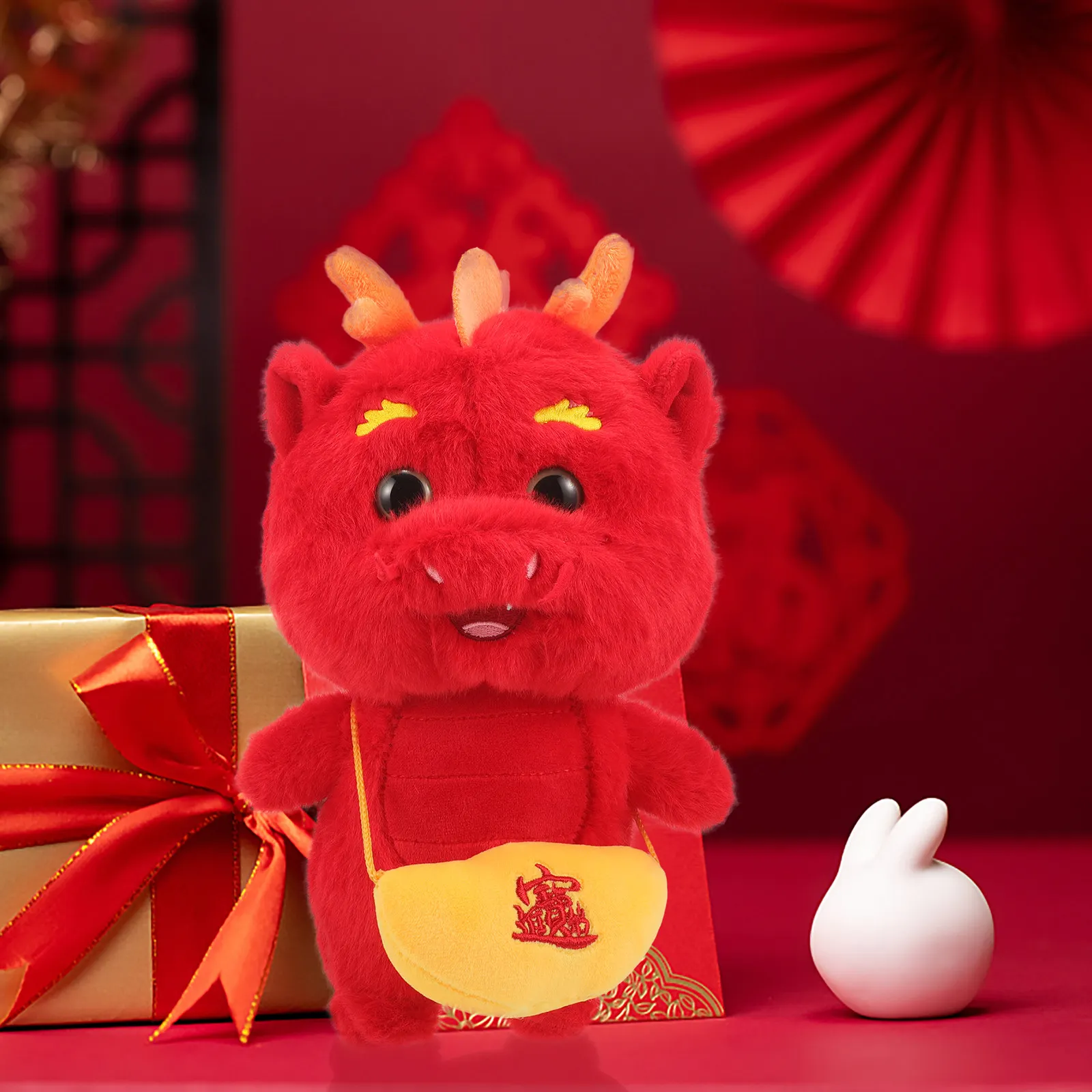 

2024 Year of The Dragon Mascot Stuffed Animal Lucky Chinese New Year Decorative Hugging Pillow Soft Skin-Friendly Gift for Home