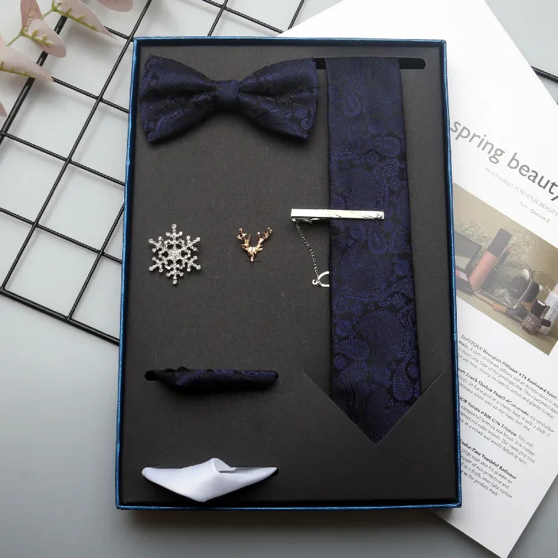 New pattern tie tie square towel 7-piece wedding fashion formal groomsman box gift box packaging