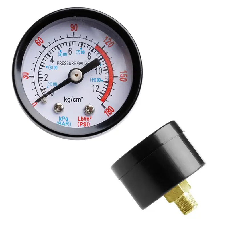 2024 New Air Compressor Pneumatic Hydraulic Fluid Pressure Gauge 0-12Bar 0-180PSI New