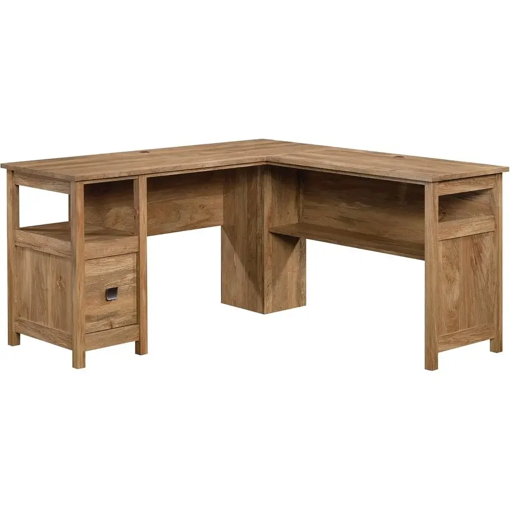 

L-Shaped Mango Office Desk with Storage, Elegant Indoor Furniture