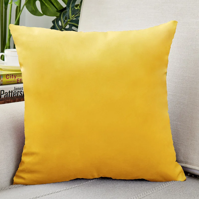 Velvet Cushion Cover Bright Yellow Soft Pillow Cover 45X45 Pillow Case for Modern Home Decor Pillow Cover for Sofa