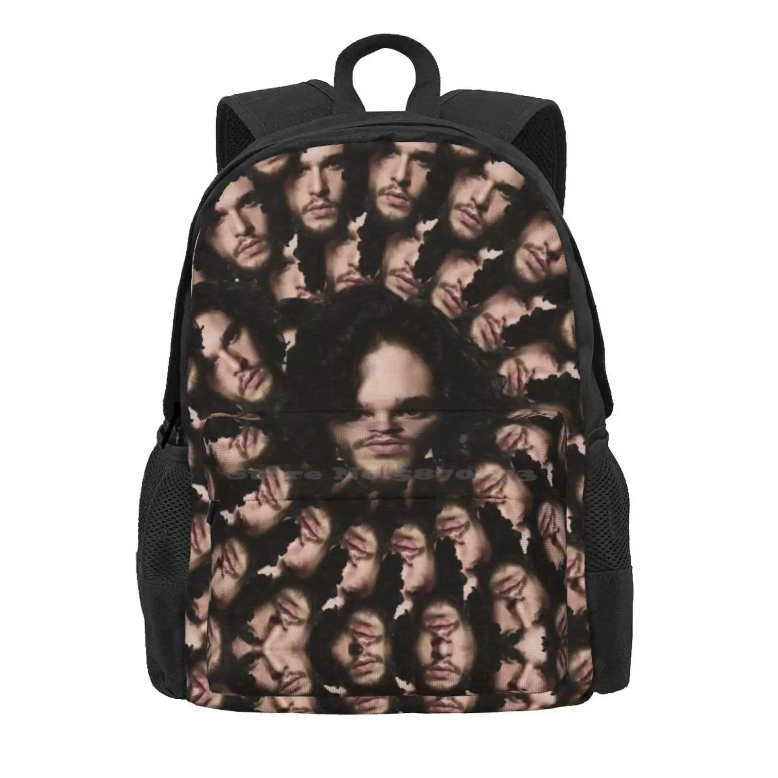 Kit Harington Fractal Hot Sale Schoolbag Backpack Fashion Bags Kit Harington Fractal Spiral Got Face Head Hot Cute